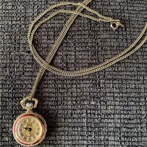 Vintage Buler Gold and Red Women's Pendant Watch